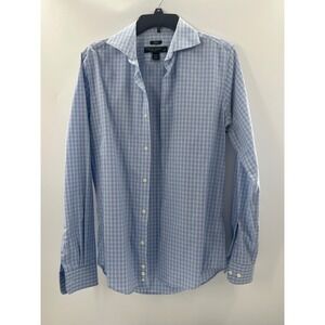 Pronto Uomo Mens Non-Iron Slim Fit Dress Shirt Blue White Check 15 34/35